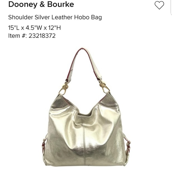 Dooney & Burke Silver Leather Hobo Bag - Picture 2 of 6